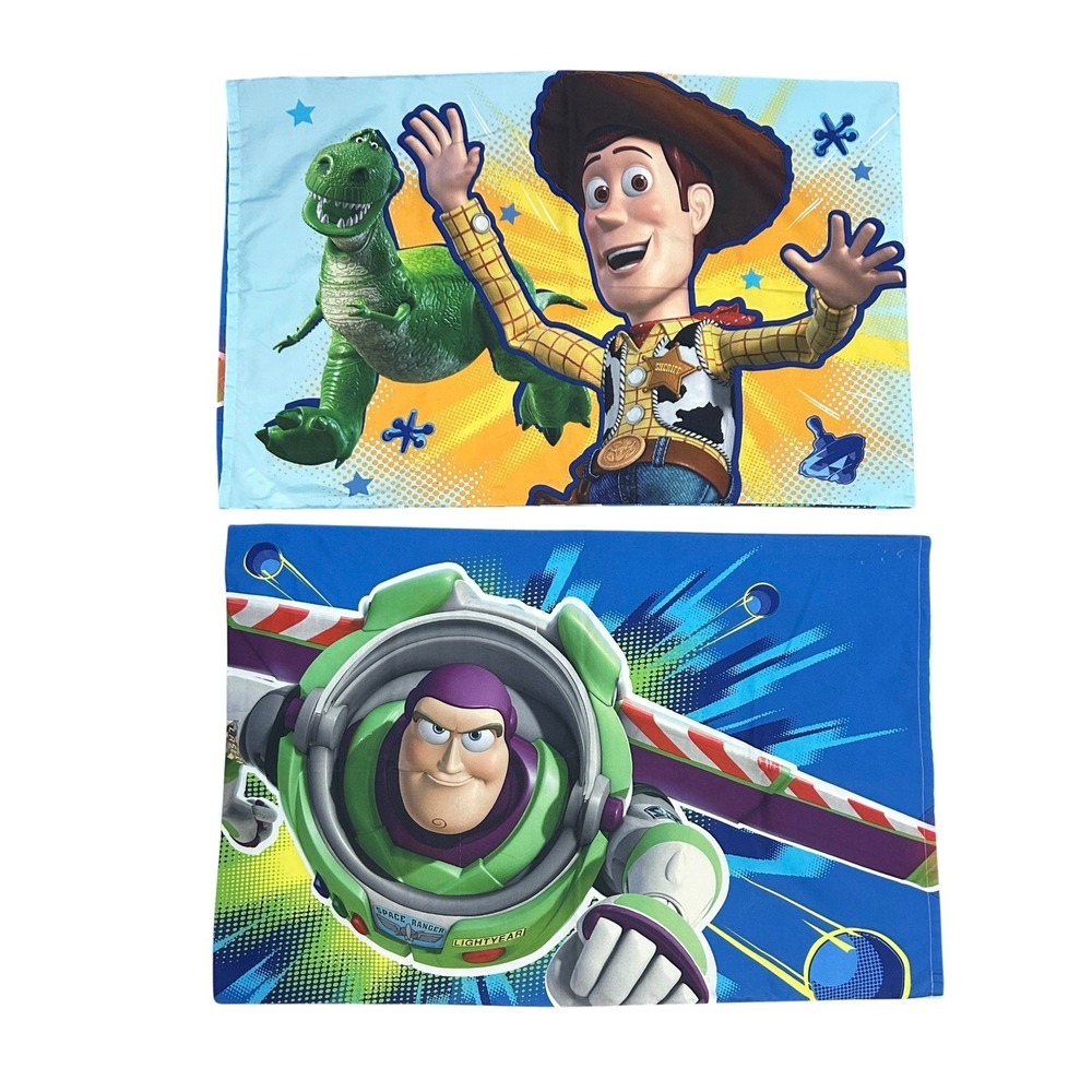 Disney Toy Story Buzz Lightyear Woody Pillowcase Standard Blue Kidcore Y2K 00s